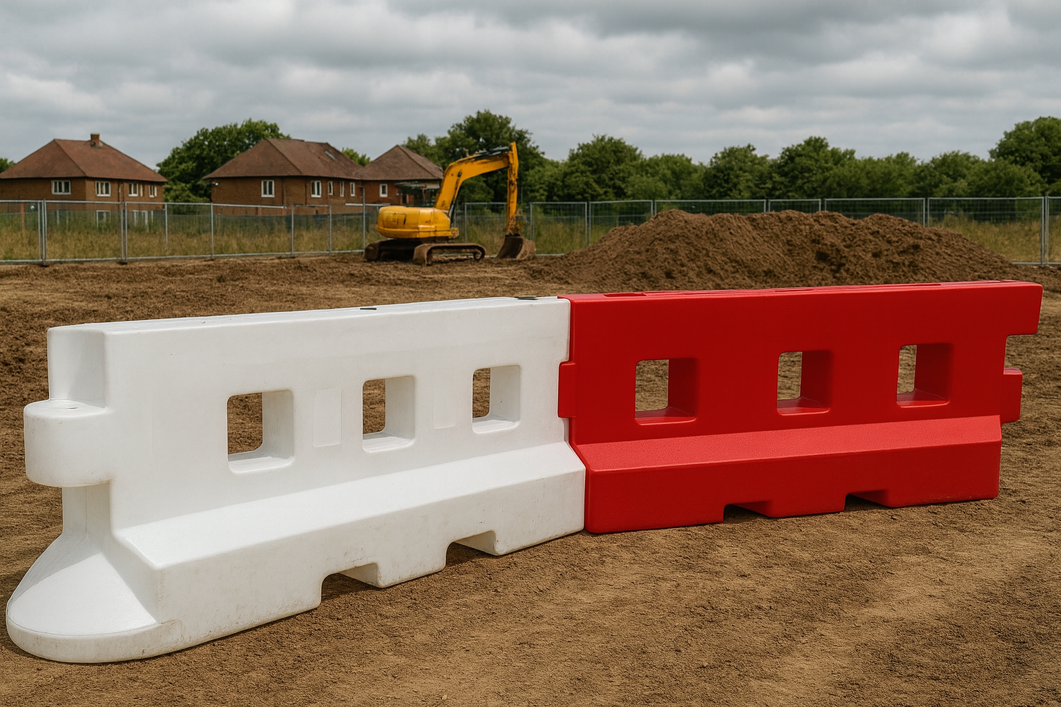 GB2 Heavy Duty Water-Filled Safety Barrier with Mesh & Hoarding Panels 1