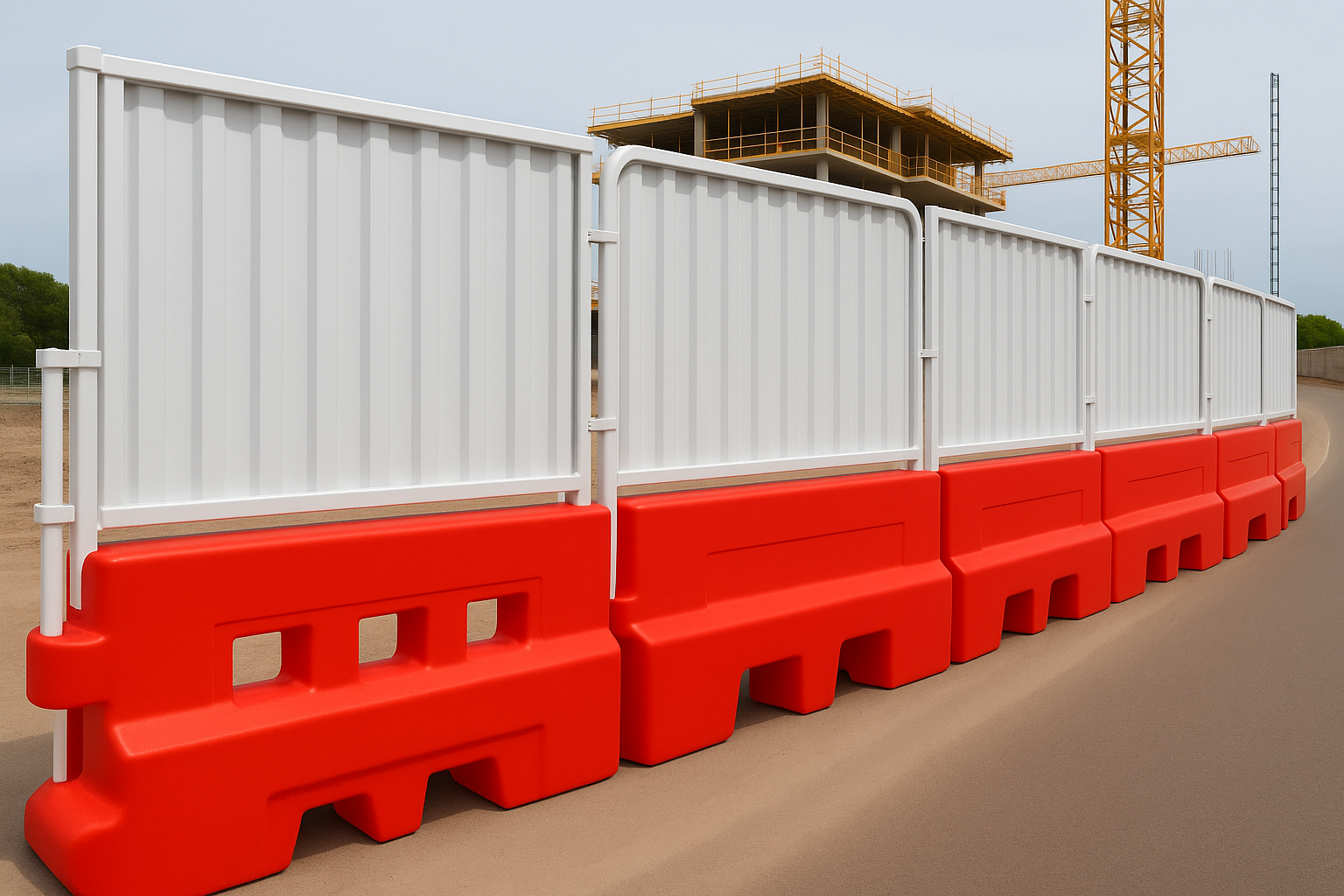 GB2 Heavy Duty Water-Filled Safety Barrier with Mesh & Hoarding Panels 2