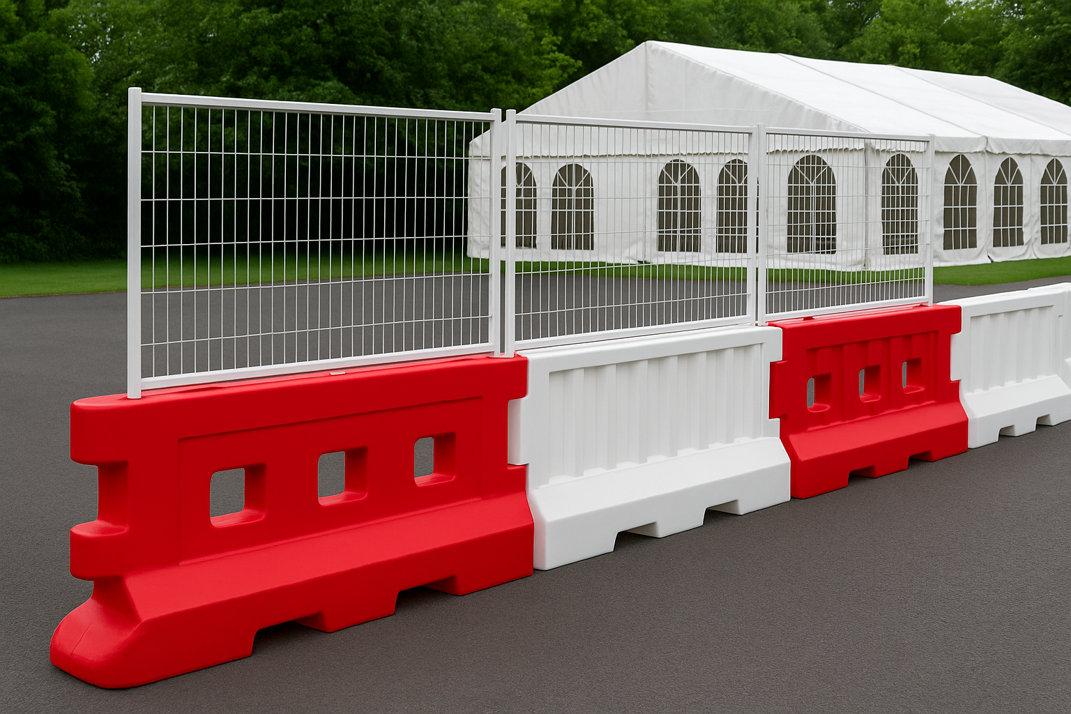 GB2 Heavy Duty Water-Filled Safety Barrier with Mesh & Hoarding Panels 4