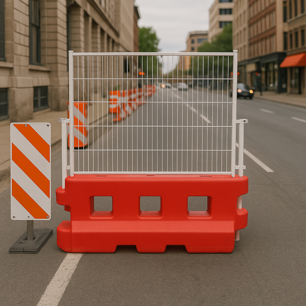 GB2 Heavy Duty Water-Filled Safety Barrier with Mesh & Hoarding Panels 5