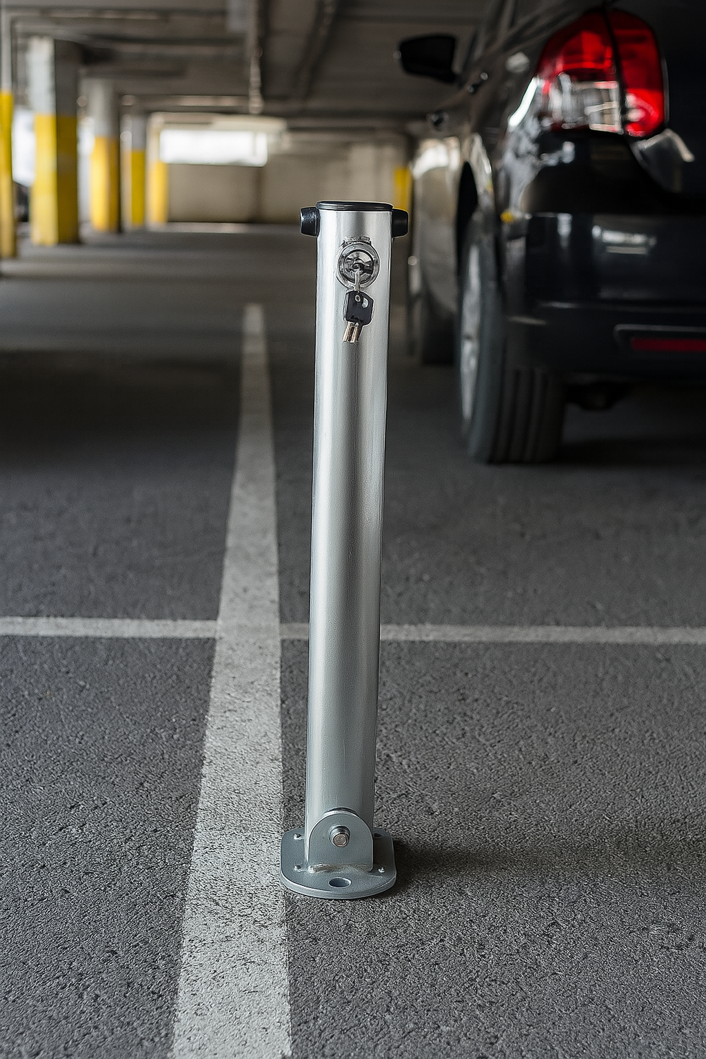 Galvanised Fold-Down Parking Post with Integral Lock 2