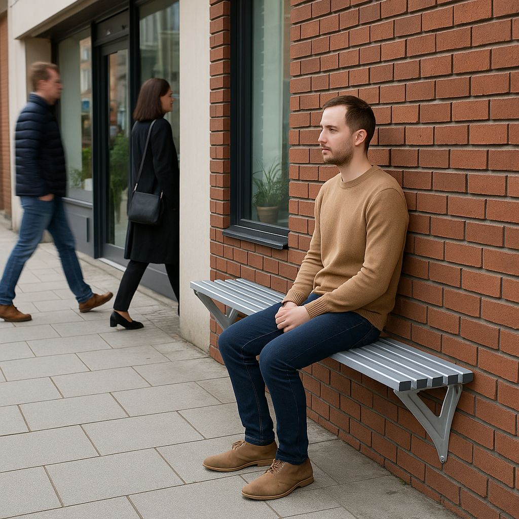 Haddon Wall Mounted Steel Bench – 1000mm / 1800mm | Compact Urban Seating for Public Spaces & Transit Areas 2
