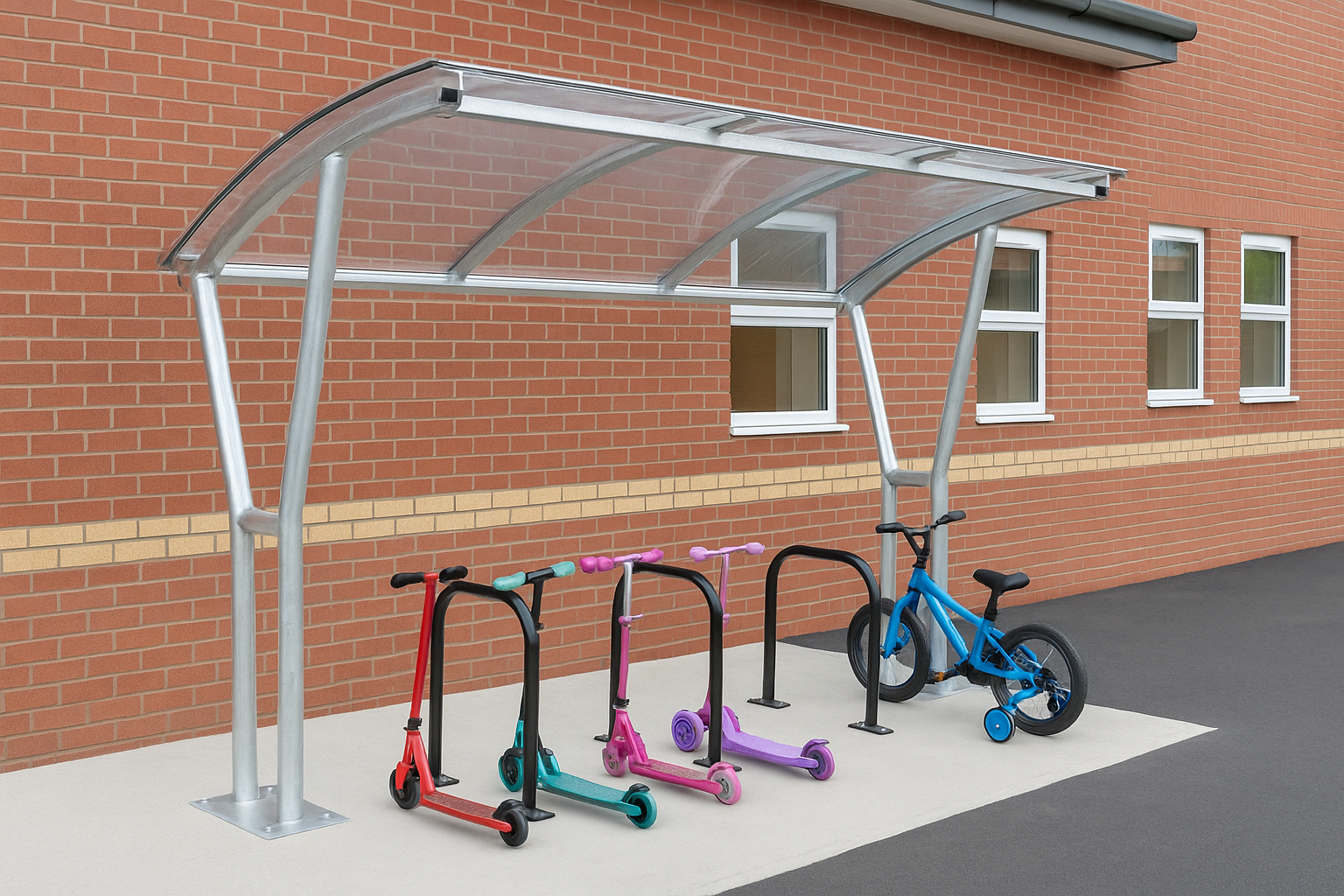 Harbledown Cycle Shelter – Galvanised Steel Frame with Clear UV 1