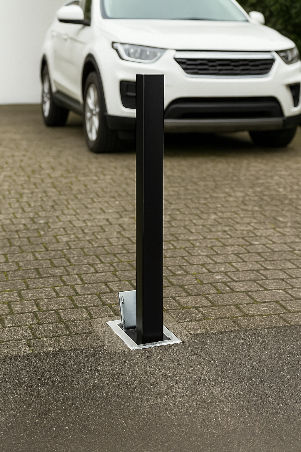 Heavy-Duty Black Removable Security Post with Built-In Combination Padlock 2