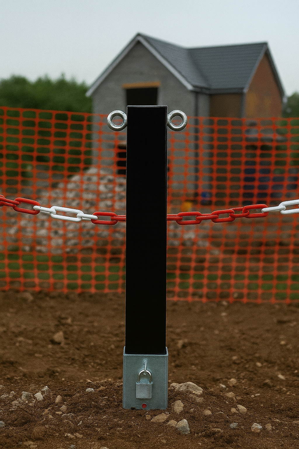 Heavy-Duty Black Removable Security Post with Chain Eyelets 1
