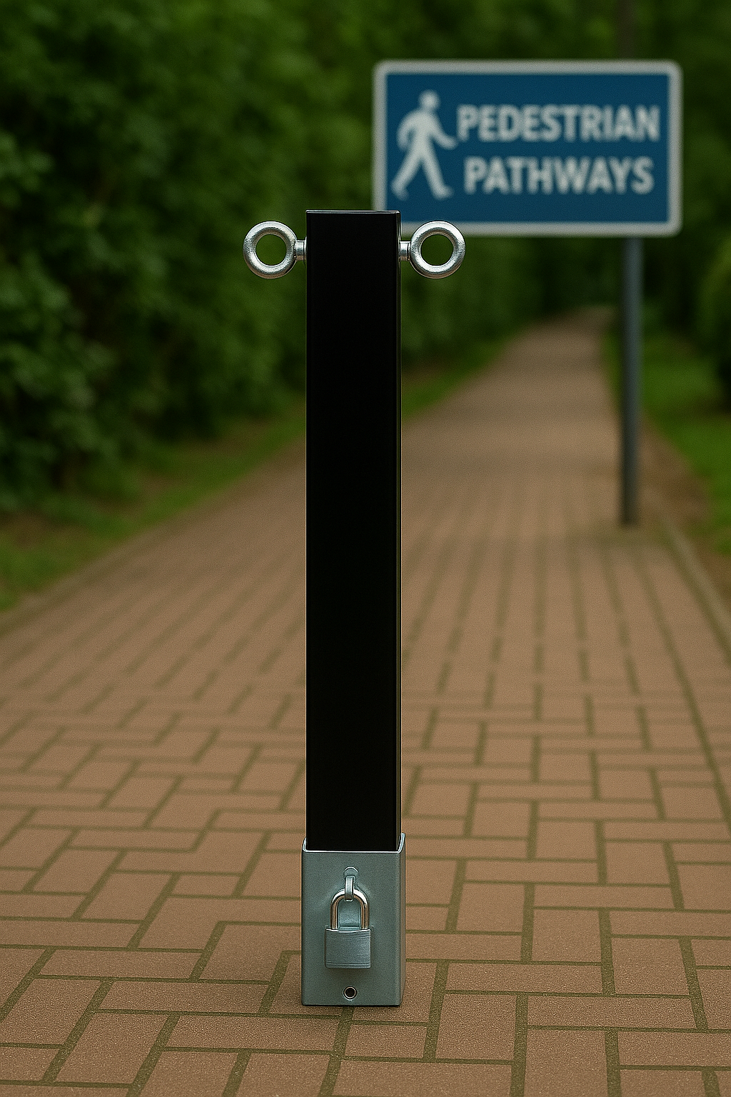 Heavy-Duty Black Removable Security Post with Chain Eyelets 2