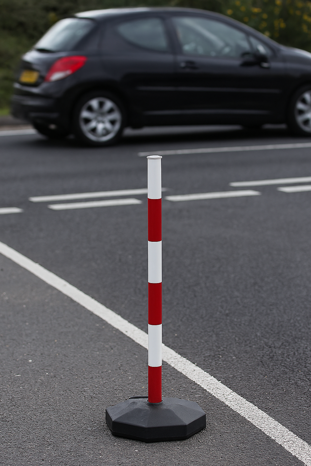 Heavy-Duty Red & White Safety Guide Post 1