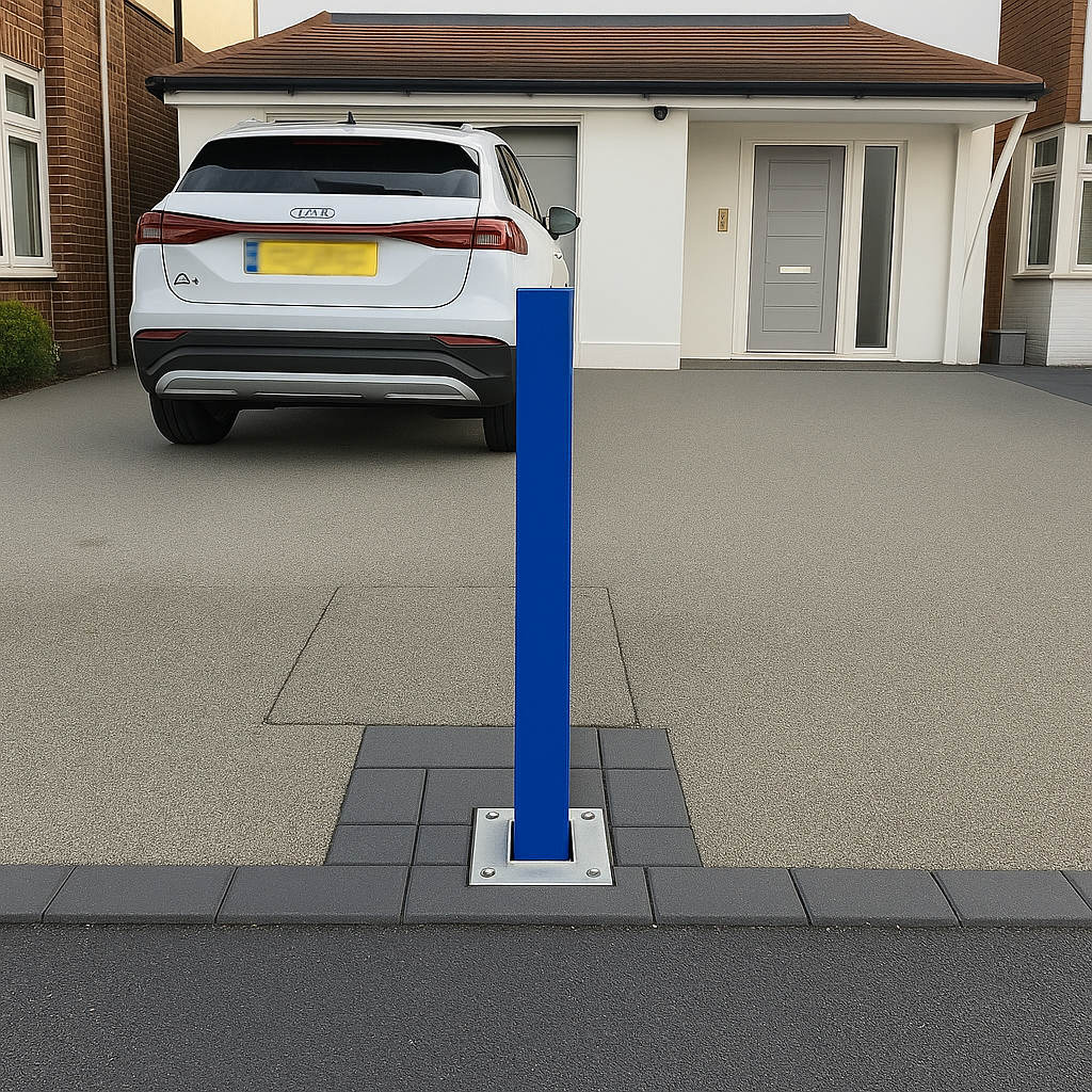 Heavy-Duty Removable Blue Parking Post with Integral Lock 1