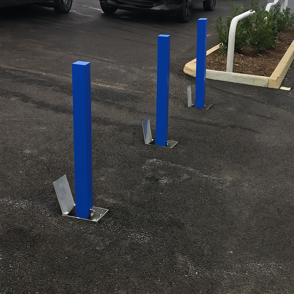 Heavy-Duty Removable Blue Parking Post with Integral Lock 2