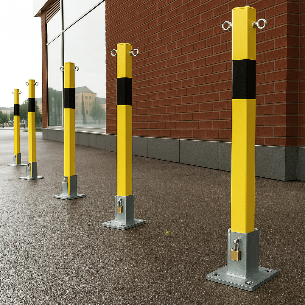 Heavy-Duty Removable Security Bollard with Top-Mounted Chain Eyelets 2