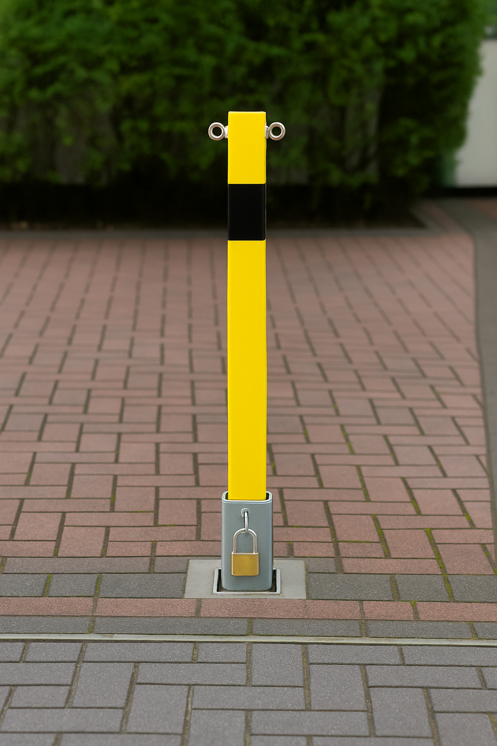 Heavy-Duty Removable Security Bollard with Top-Mounted Chain Eyelets 4