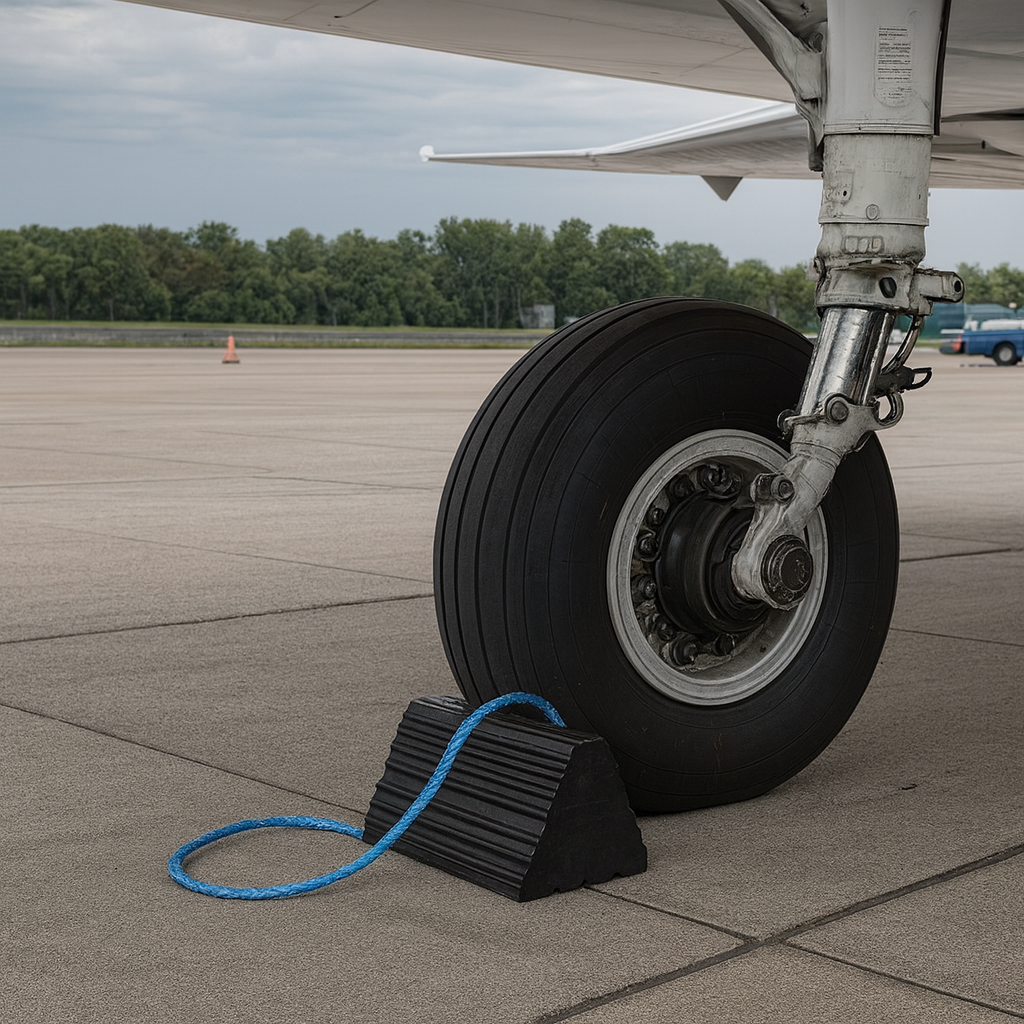 Heavy-Duty Rubber Aircraft Wheel Chock 1
