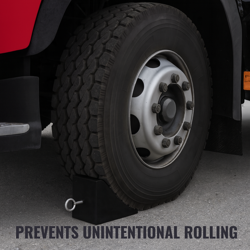 Heavy-Duty Rubber Wheel Chock for HGVs & Trucks 1