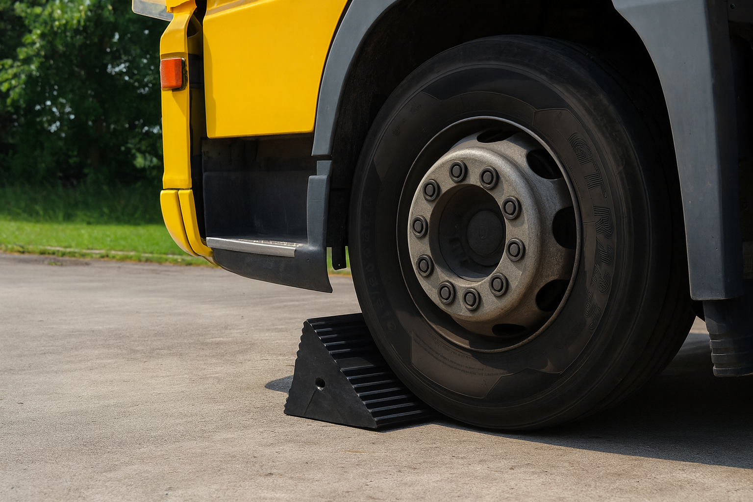 Heavy-Duty Rubber Wheel Chock for Trucks 1