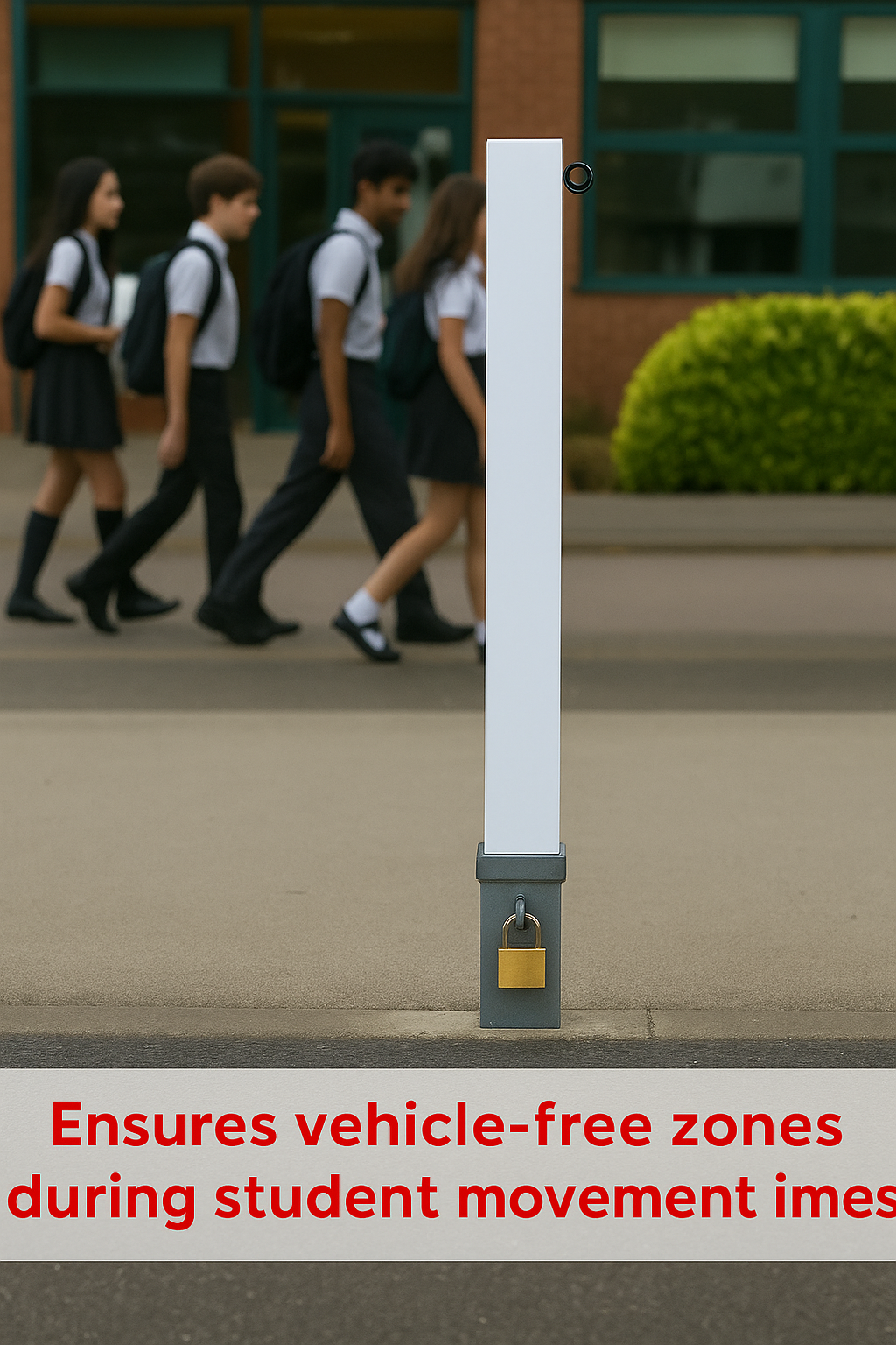 Heavy-Duty White Removable Parking Bollard with Chain Eyelet 4