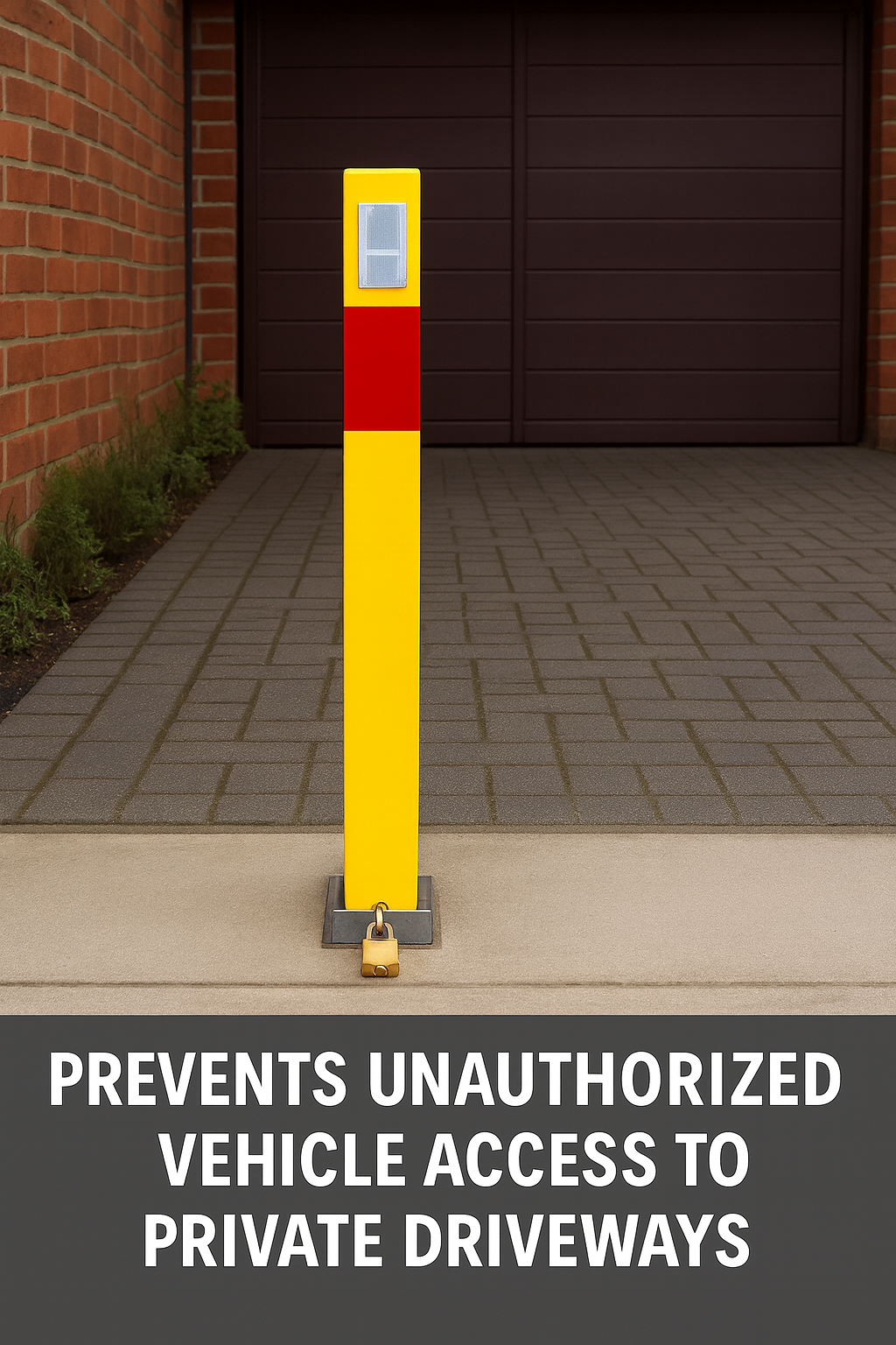 Heavy-Duty Yellow Removable Security Post with Reflective Band & Padlock 6