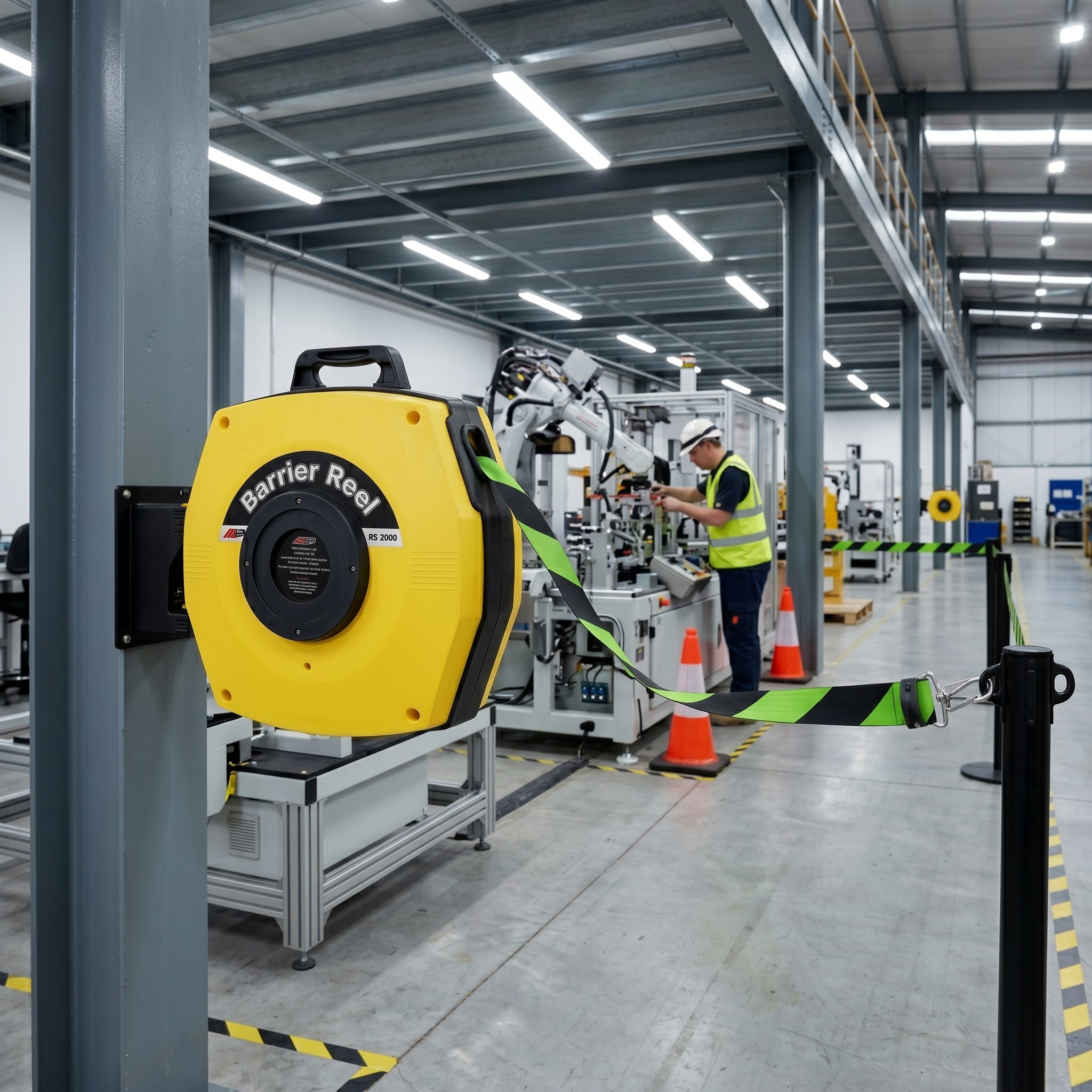 Heavy Duty Retractable Safety Barrier Reel for Access Control