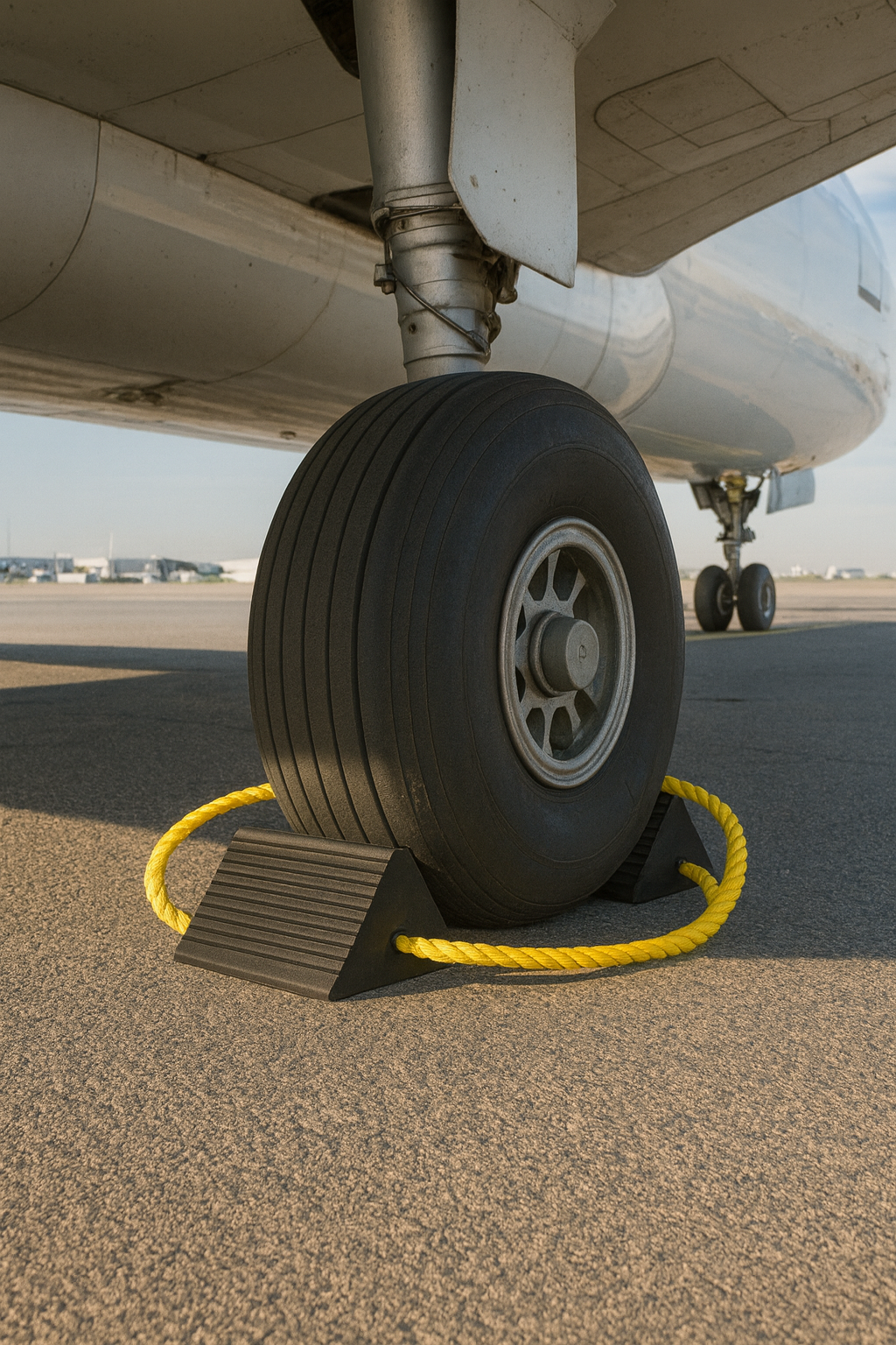 Heavy‑Duty Ribbed Rubber Aircraft Wheel Chock (225 mm Face, 21 kg)2