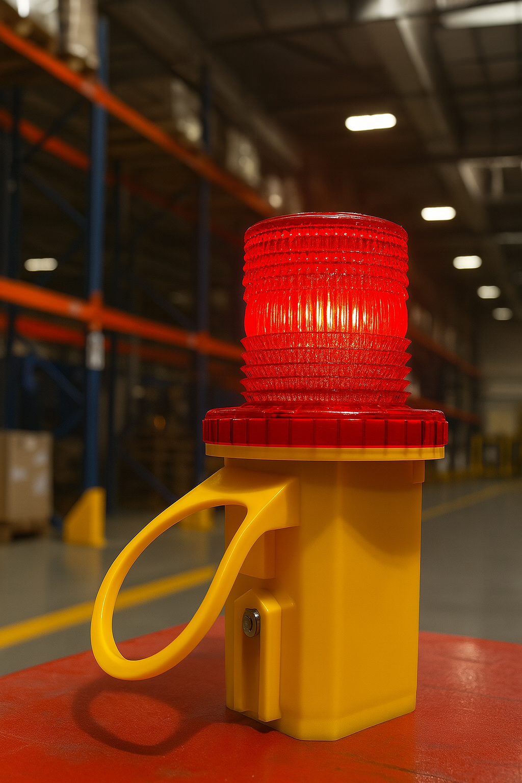 High-Visibility Red LED Traffic Warning Light with Photocell Sensor & Flashing Mode – Cone Mountable 1