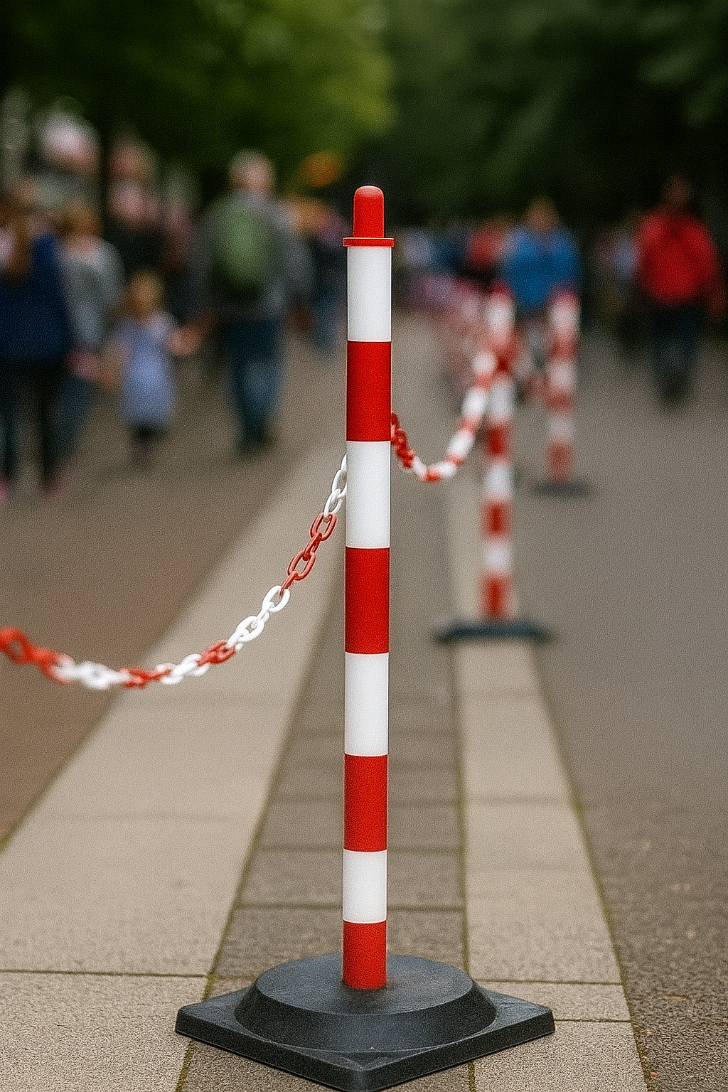 High-Visibility Red & White Chain Post with Heavy 2