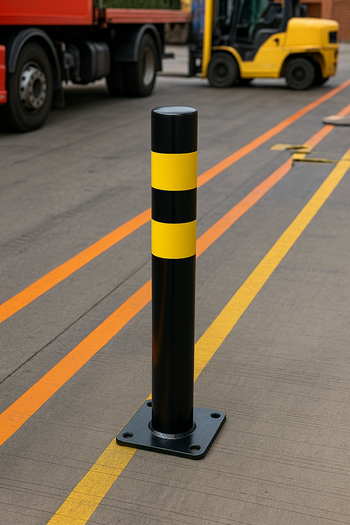 High-Visibility Safety Bollard – 1000mm Above Ground – Black & Yellow – 60–219mm Diameter Options