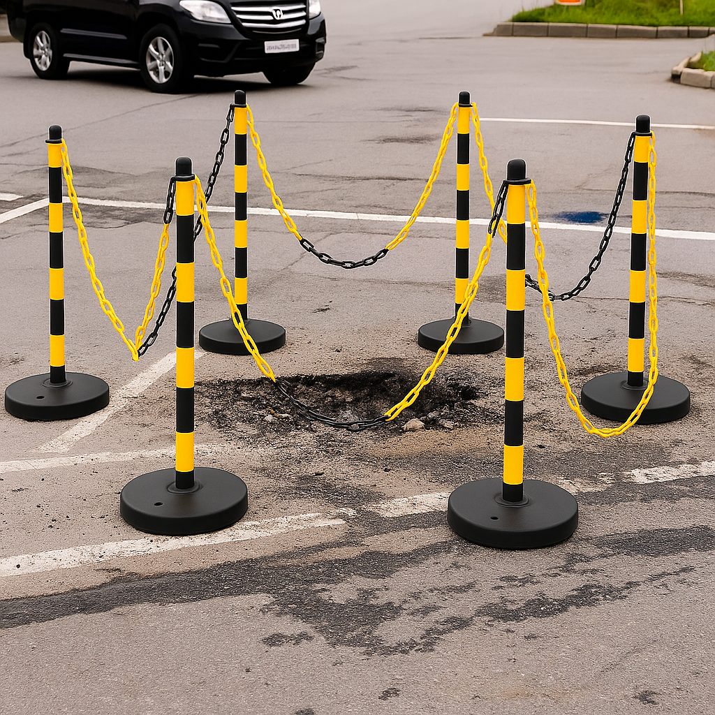 High-Visibility Yellow & Black Chain Barrier Kit 1