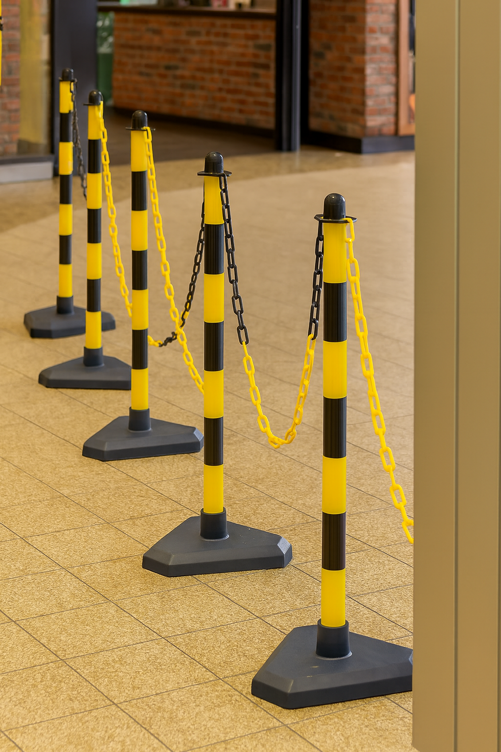High-Visibility Yellow & Black Chain Post Safety Barrier Kit 1