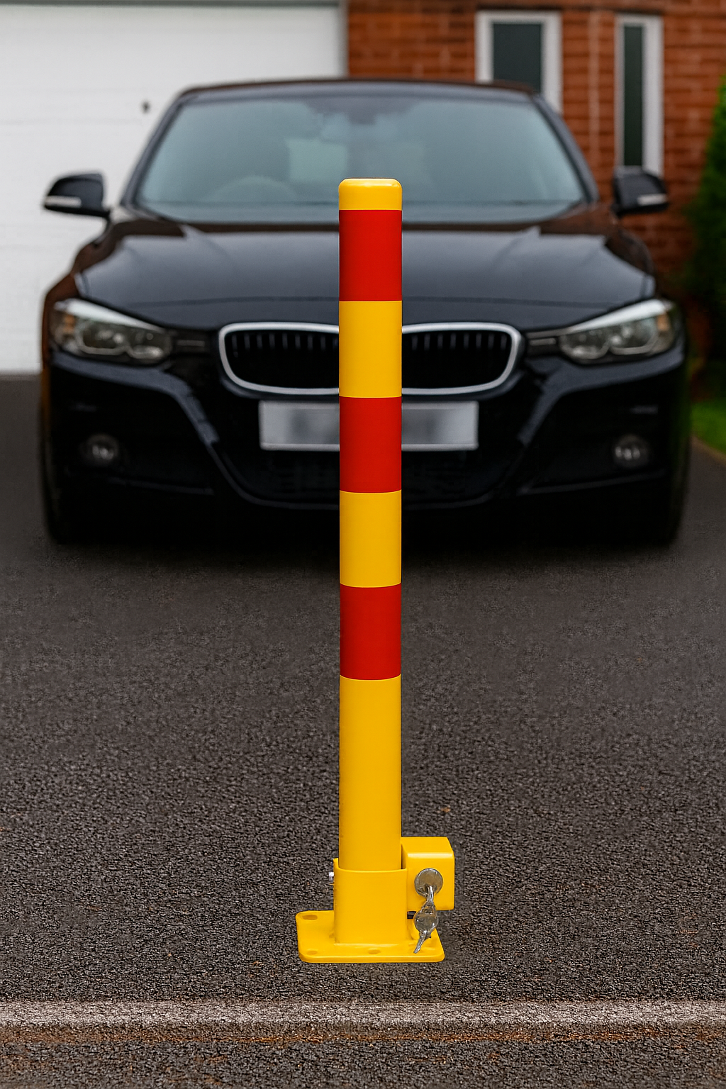 High-Visibility Yellow Folding Parking Bollard 1
