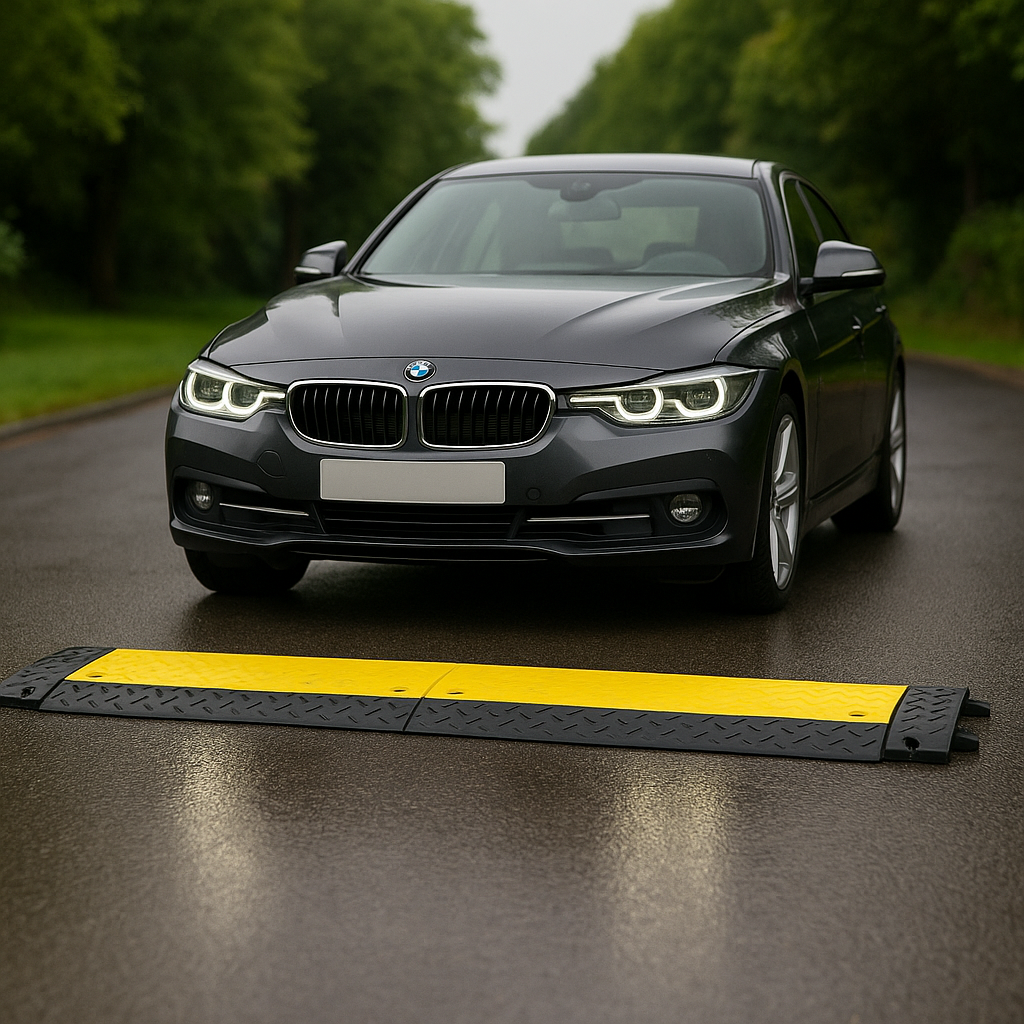 Hose Ramp 2 Heavy-Duty 2-Channel Cable Protector Ramp – HGV & Forklift Traffic Rated, Industrial Cable Cover with Hinged Safety Lid