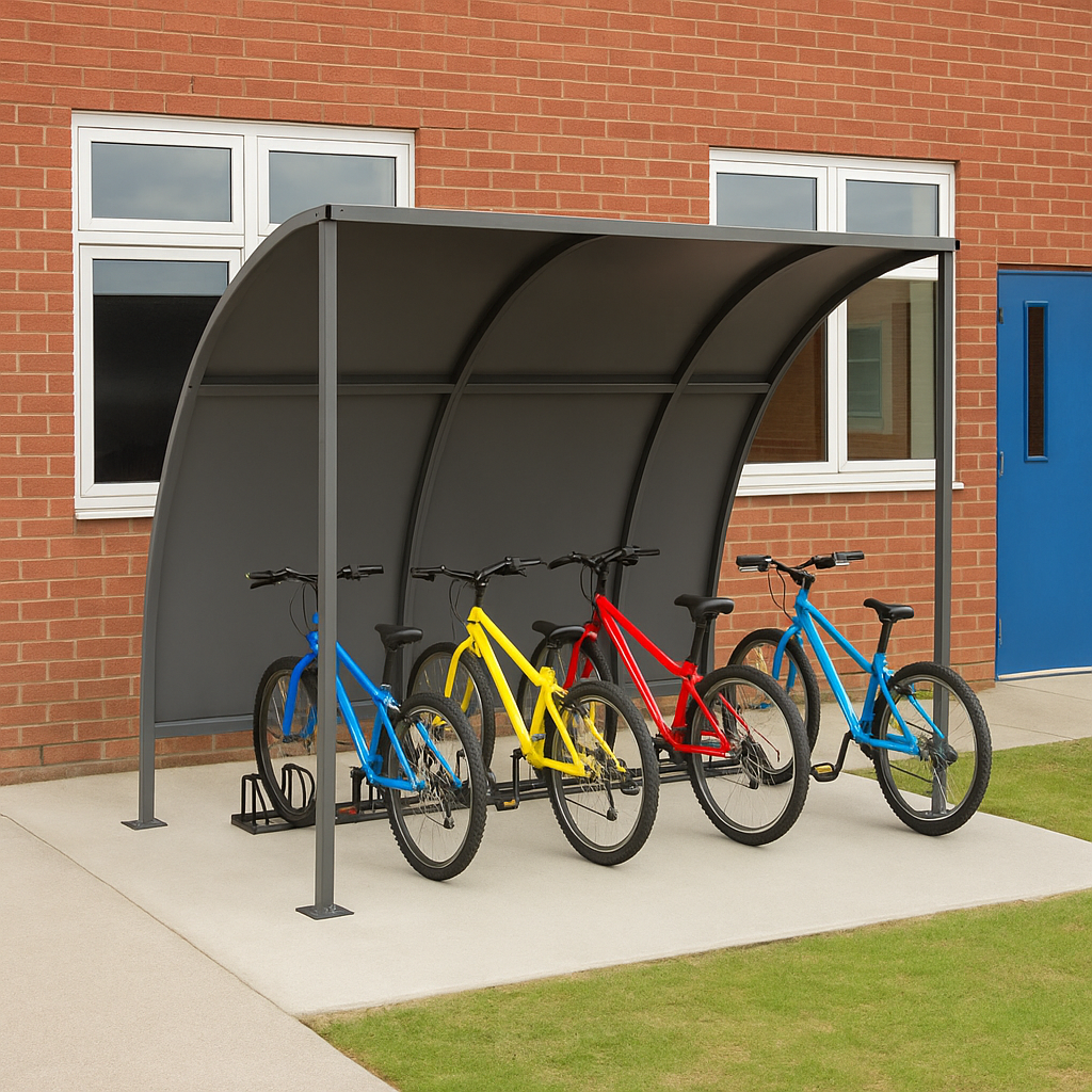 Leyton Cycle Shelter – Galvanised Steel Frame, Open 1