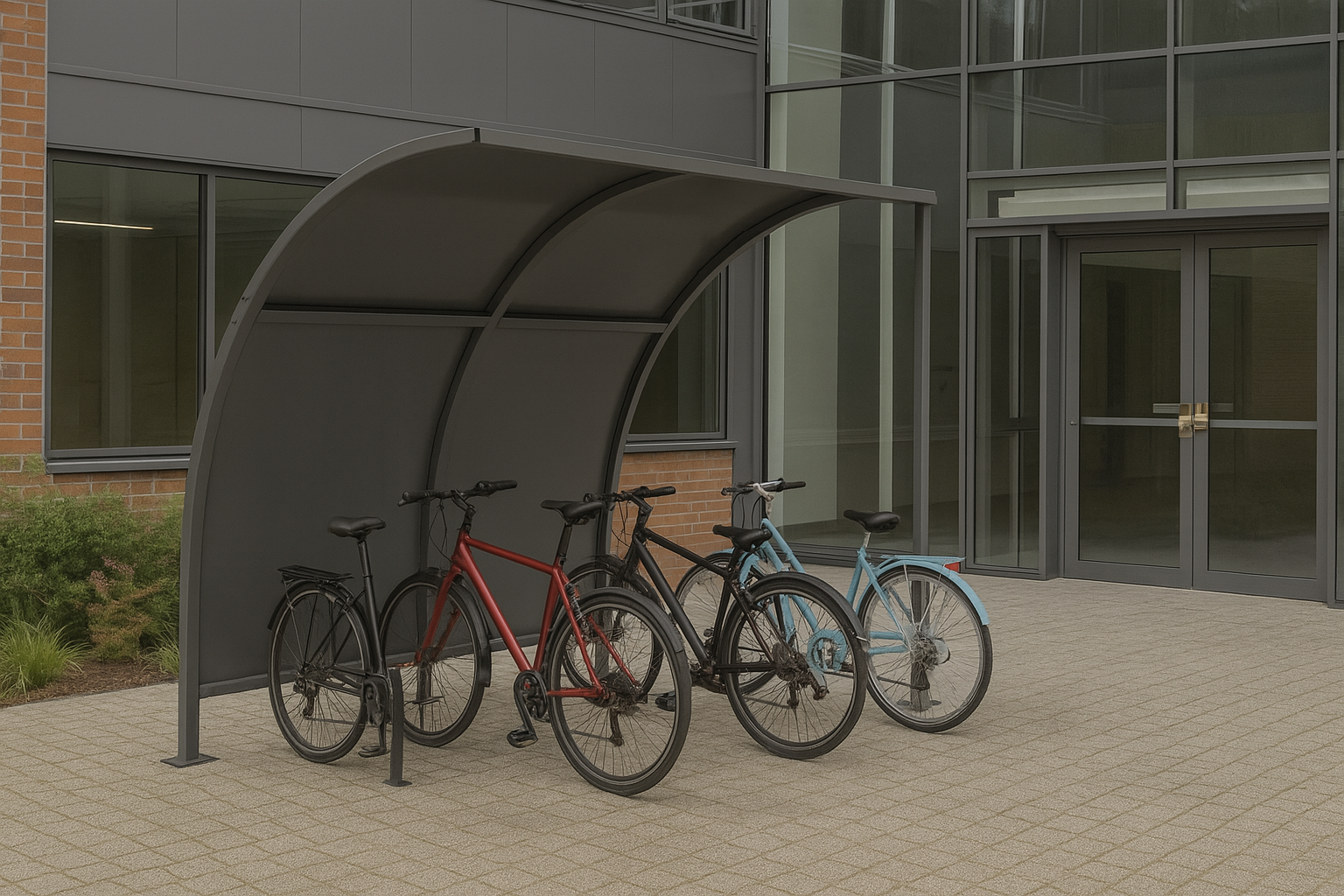 Leyton Cycle Shelter – Galvanised Steel Frame, Open 3