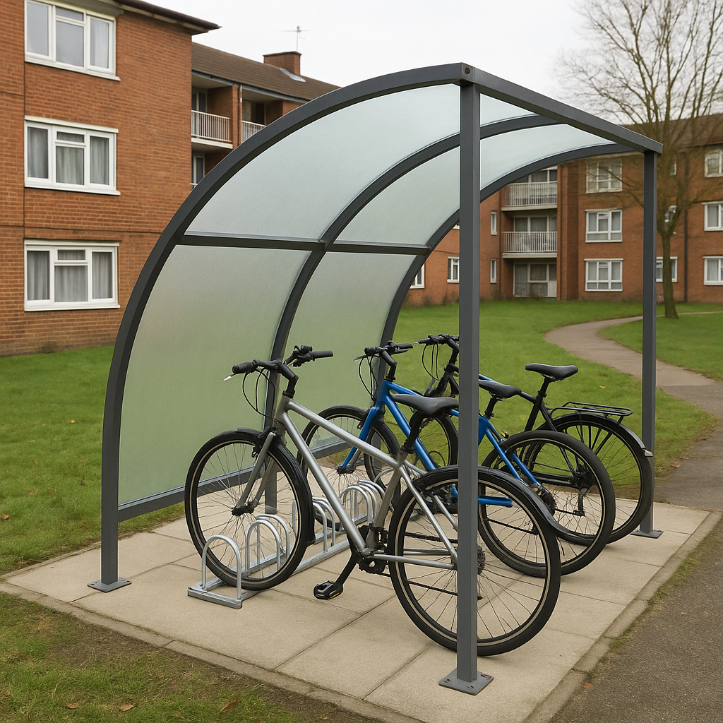 Leyton Cycle Shelter – Modular Galvanised Steel Frame with UV 2