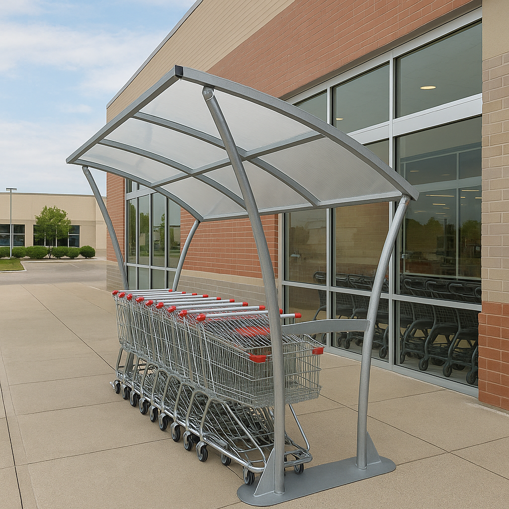 Newton Cycle Shelter – Heavy-Duty Galvanised Steel Frame with Clear PETG Curved Roof (Modular Open-Sided Design, 2m–5m + Extension Bays) 1