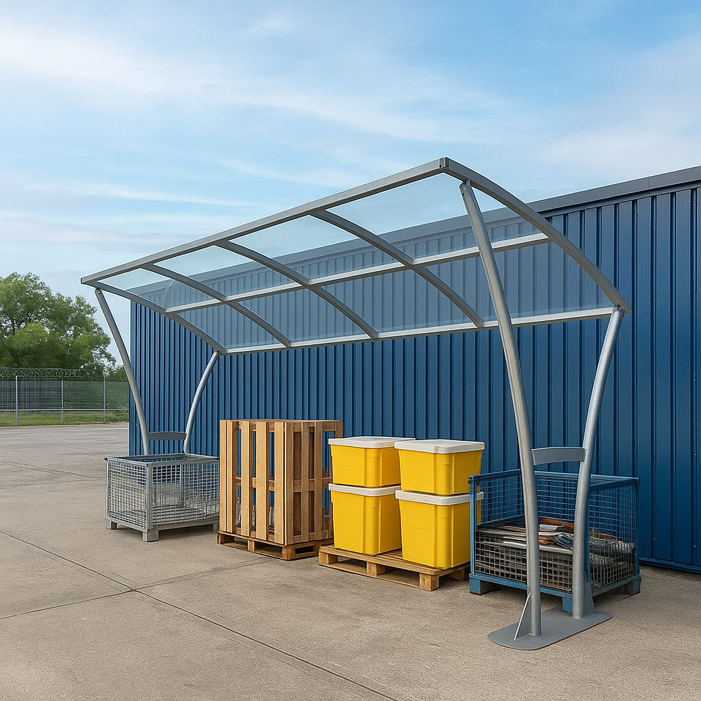 Newton Cycle Shelter – Heavy-Duty Galvanised Steel Frame with Clear PETG Curved Roof (Modular Open-Sided Design, 2m–5m + Extension Bays) 3