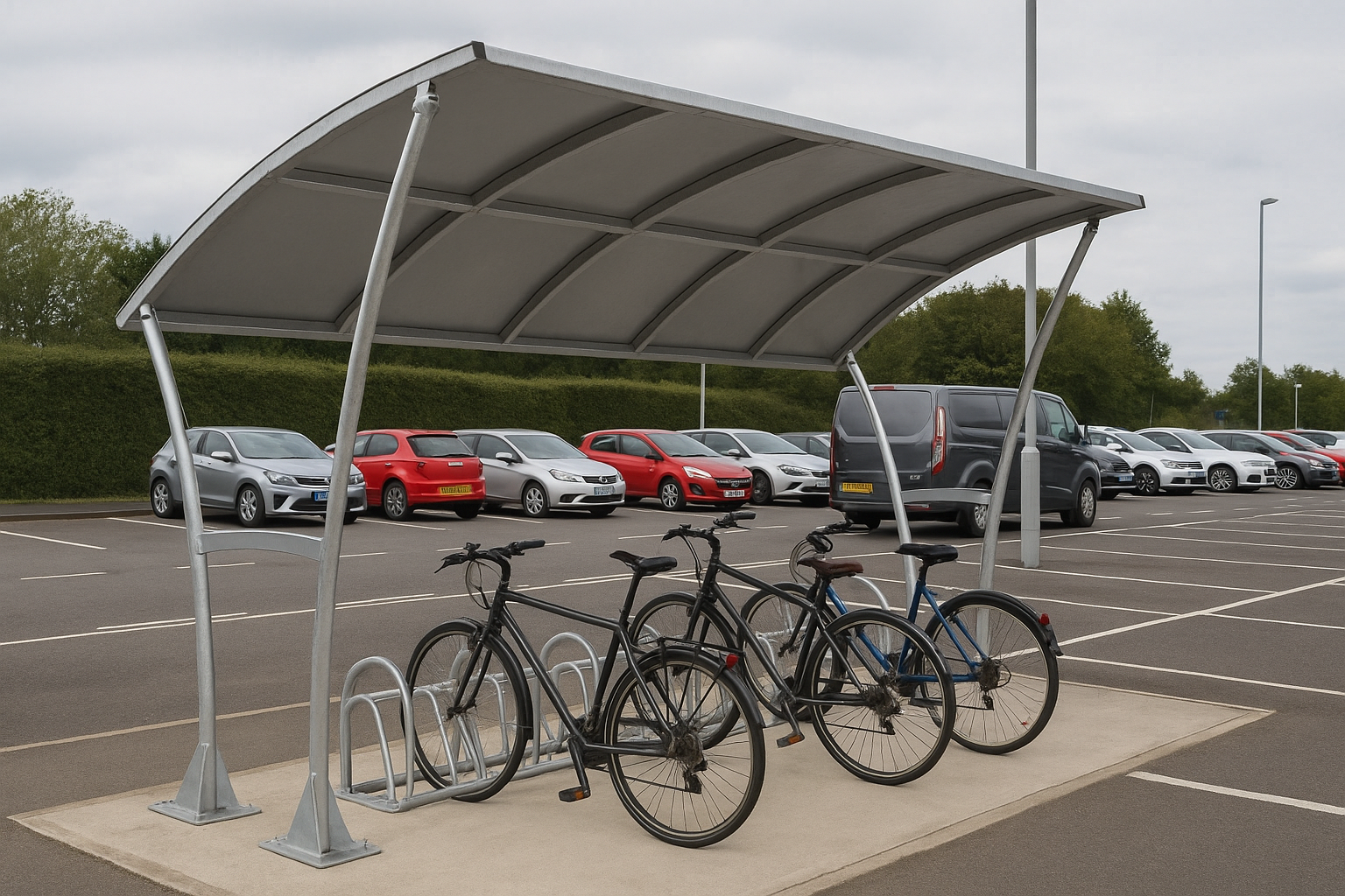 Newton Cycle Shelter – Heavy-Duty Galvanised Steel Frame with Curved Galvanised Roof, Open Sided (2m–5m Lengths + Extension Bays) 1