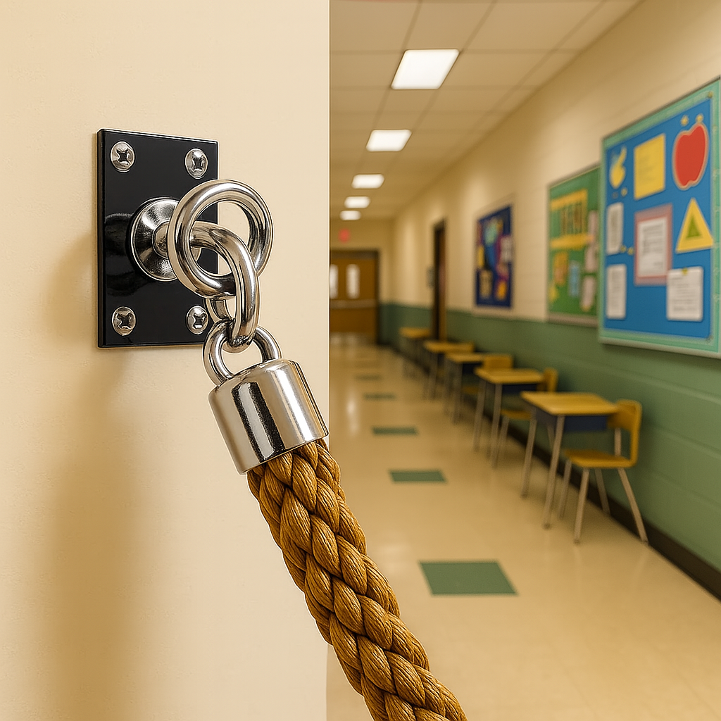 Polished Chrome Wall Plate for Rope Barriers 2