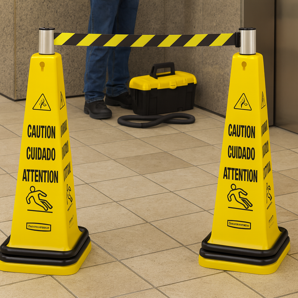Portable Barricade “Caution” Safety Cone System 1