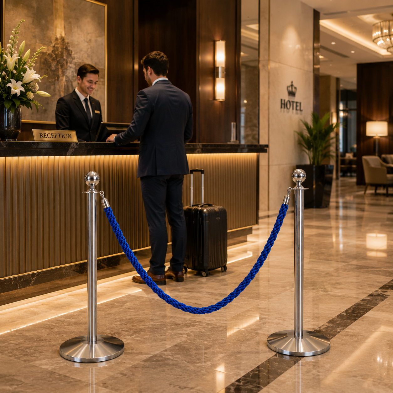 Post and Rope Barrier Set with Ball Head for Event Management (Package of 2 Posts & 1 Rope)