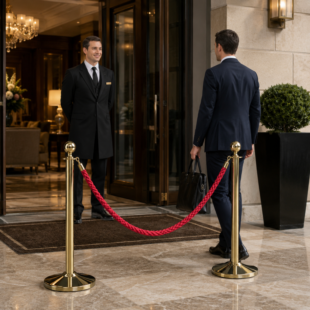 Post and Rope Barrier Set with Ball Head for Event Management (Package of 2 Posts & 1 Rope)