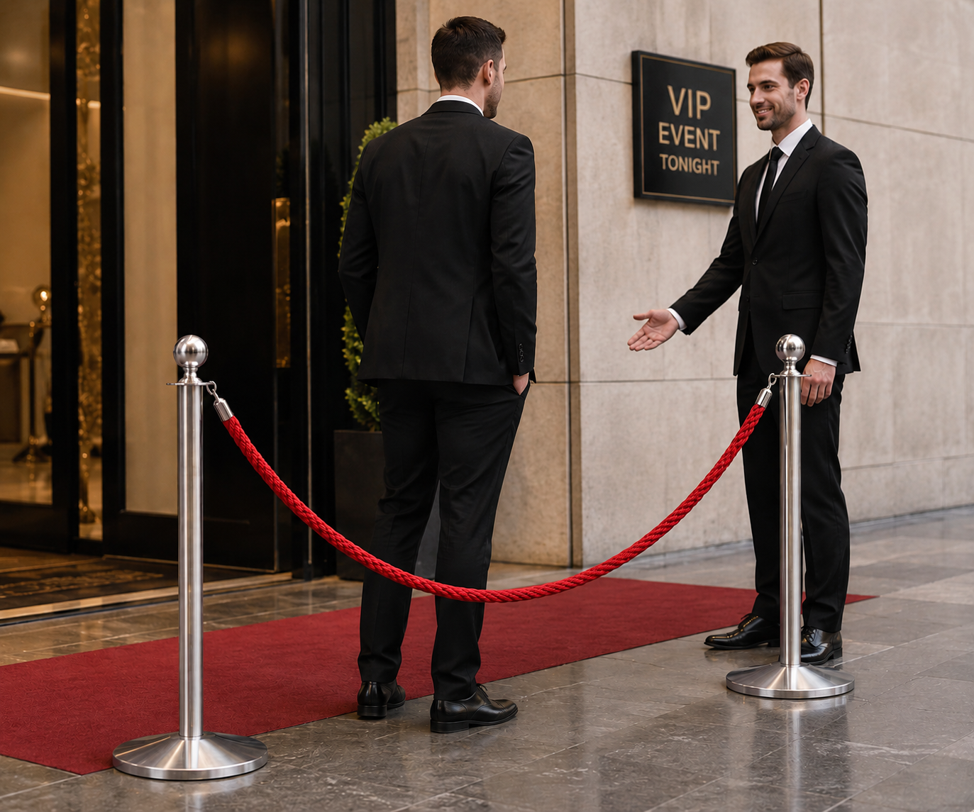 Post and Rope Barrier Set with Ball Head for Event Management (Package of 2 Posts & 1 Rope)