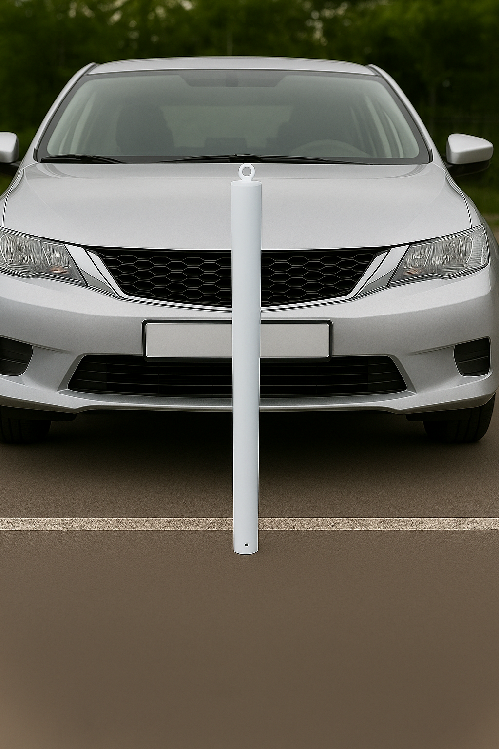 Premium 76mm White Steel Bollard 3