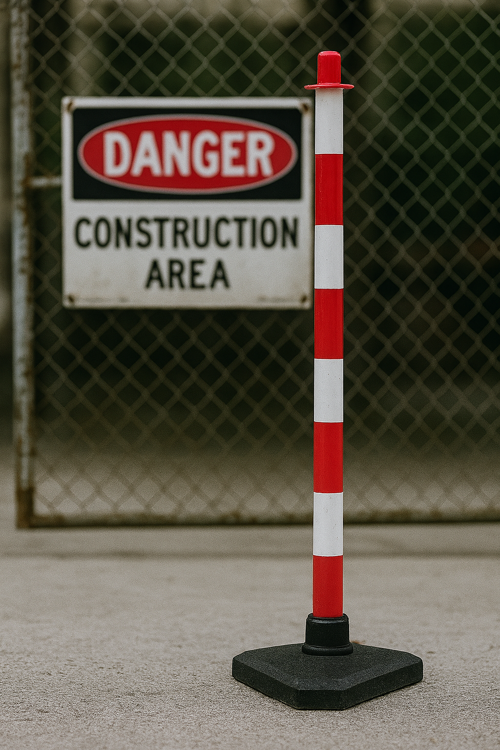 Premium Red & White Chain Safety Post 1