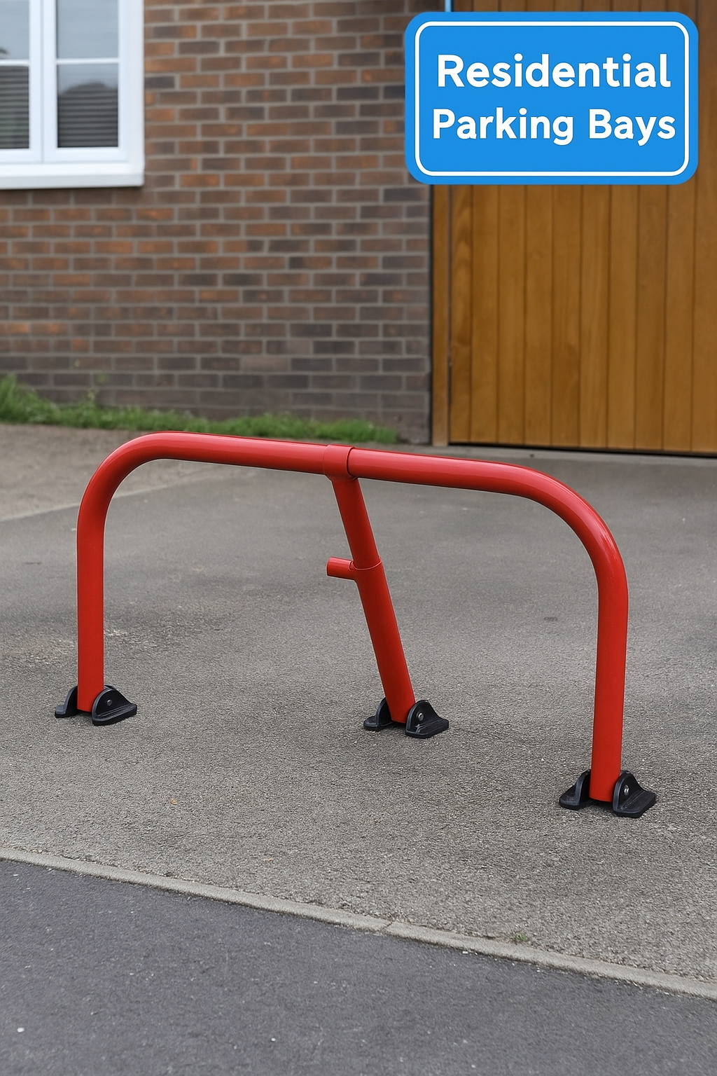 Red Fold-Down Hoop Barrier with Built-In Lock 1