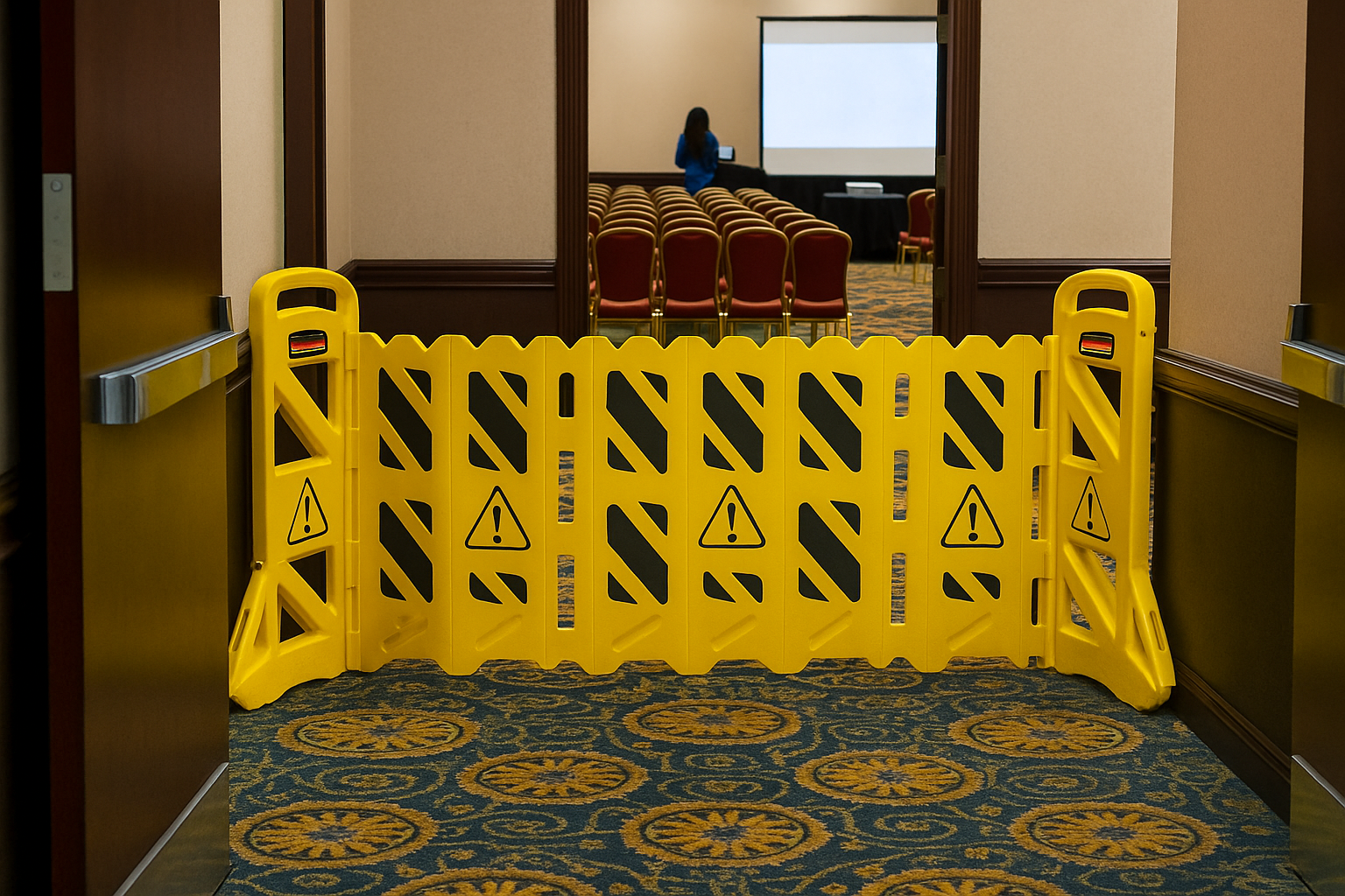 Rubbermaid 13 ft Portable Mobile Safety Barrier 1