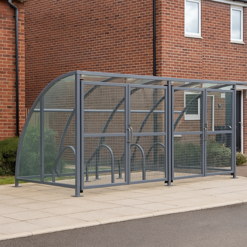 SC1 Stratford Cycle Shelter with Lockable Mesh Doors & Clear UV 1