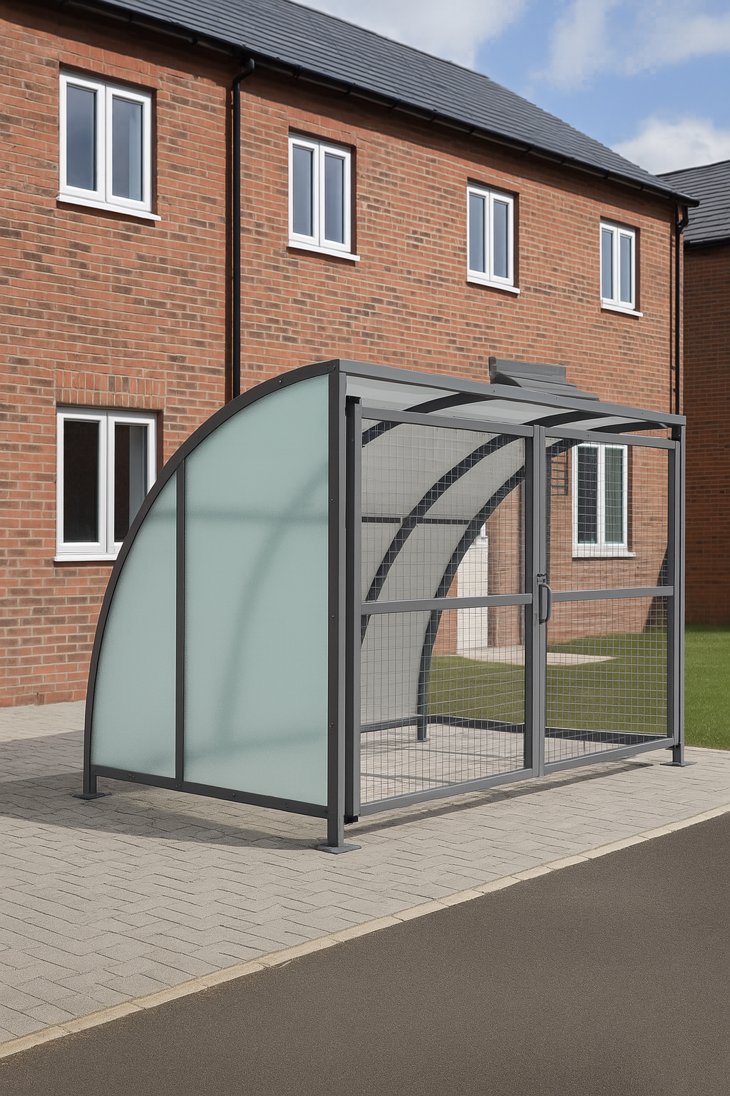 SC1 Stratford Cycle Shelter with Lockable Mesh Doors & Clear UV 3