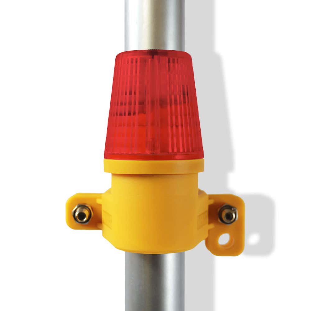 Heavy-Duty Site Safety Lamp – Side Mount | Flashing & Steady Modes | Impact-Resistant | IP54 Weatherproof | Fits Scaffolding, Barriers & HERAS Fencing