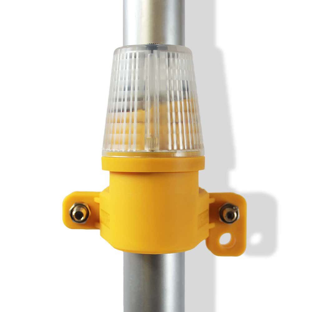 Heavy-Duty Site Safety Lamp – Side Mount | Flashing & Steady Modes | Impact-Resistant | IP54 Weatherproof | Fits Scaffolding, Barriers & HERAS Fencing