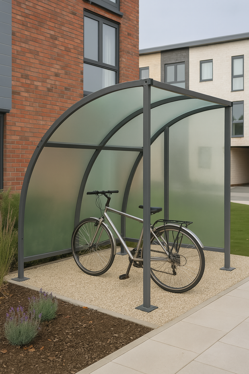 Stratford Cycle Shelter with End Panels – Modular Galvanised Steel Frame, UV 1