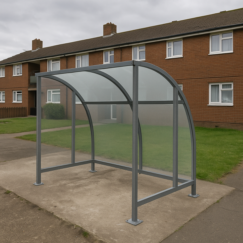 Stratford Cycle Shelter with End Panels – Modular Galvanised Steel Frame, UV 3